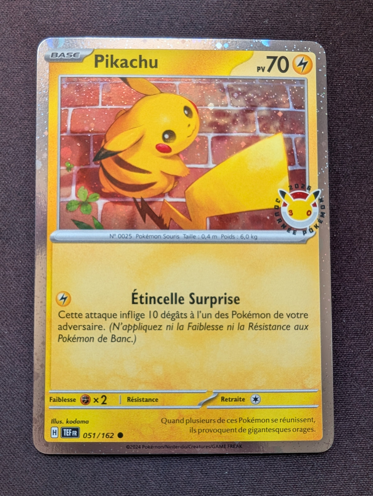 Pikachu Holo Cosmos STAMP 051/162 TEF #CL-A76