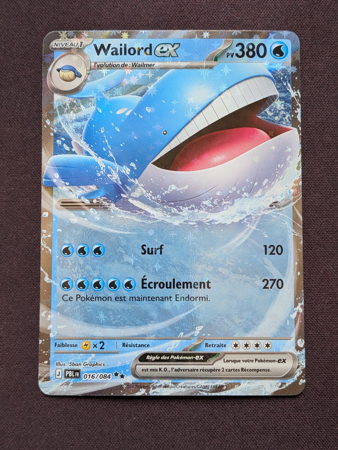 Wailord-ex 016/084 PBL #CL-A145