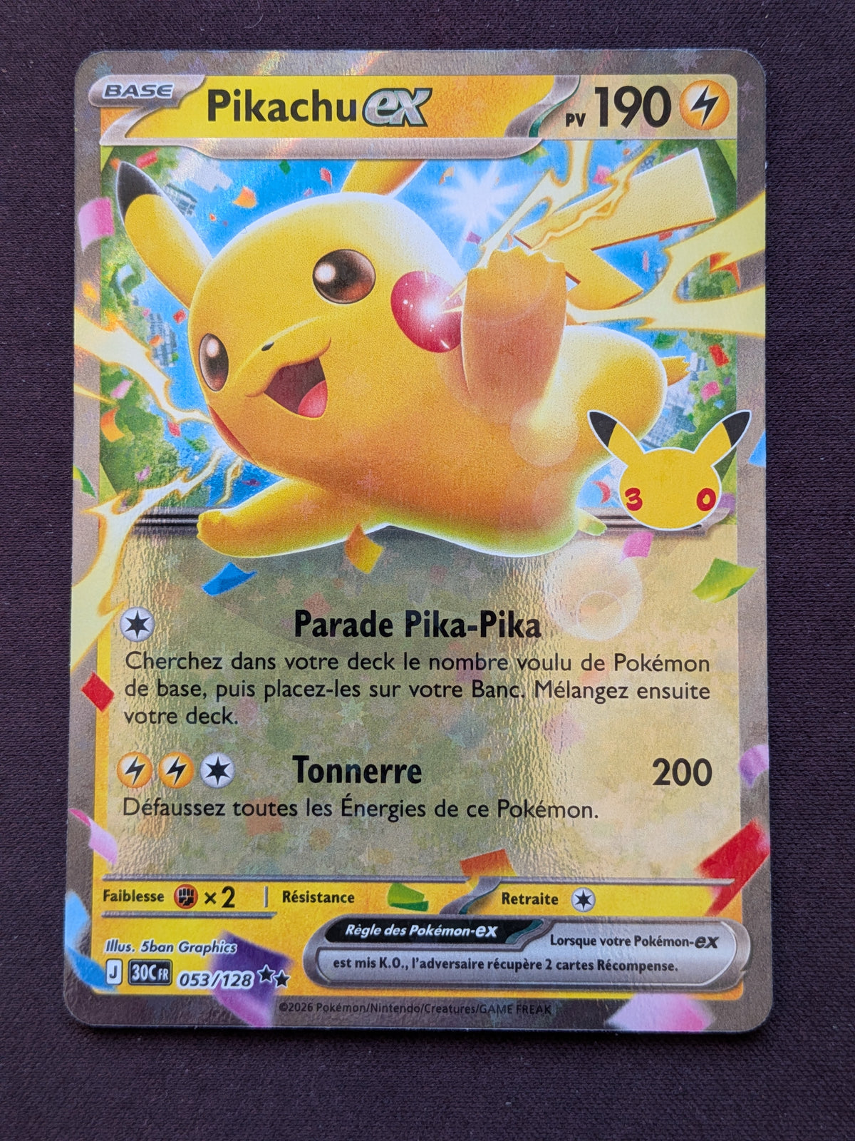 Pikachu ex 053/128 30C #CL-C22